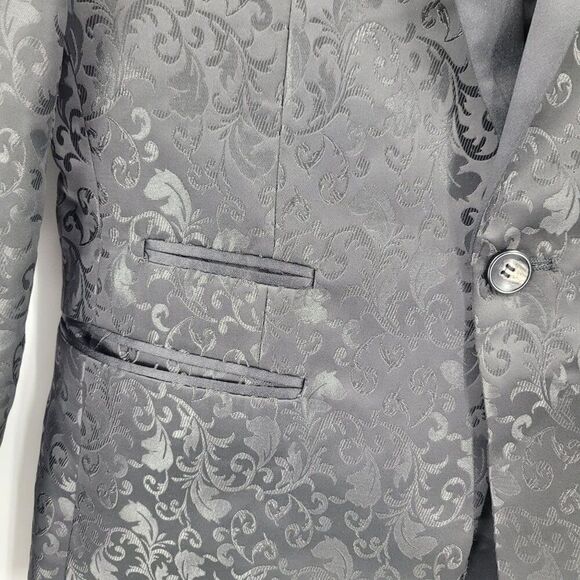 Avanti Milano Paisley Black Jacquard Tuxedo Jacket L Satin Shawl Androgynous - Picture 7 of 11